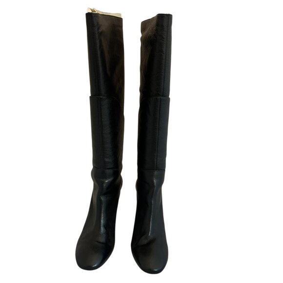 Diane Von Furstenberg DVF Black Grace Boots Leather High Heel Silver Size 9.5 - Picture 6 of 16